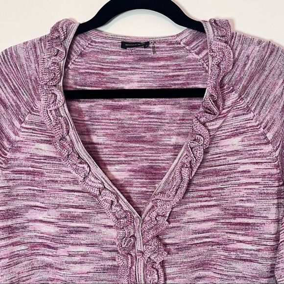 MAGASCHONI Silk Blend Purple Pink Ruffle Collar Button Down Cardigan - Picture 2 of 7